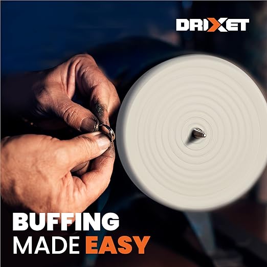 Buffing Wheels for Bench Grinder - 6 Inch Extra Thick Buffing Wheel Fine Cotton Sewn Rigid Treated Spiral with a 1/2” Center Arbor Hole - 80 Ply Polishing Wheel for Bench Grinder – by Drixet