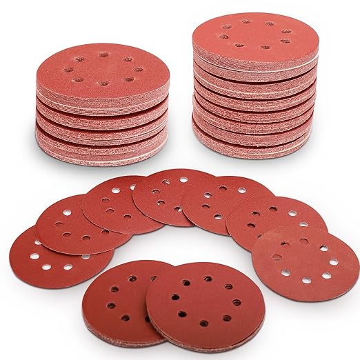 100 PCS 5 Inch Sanding Discs 180 Grit Hook and Loop Adhesive Round Sandpaper for Random Orbital Sander