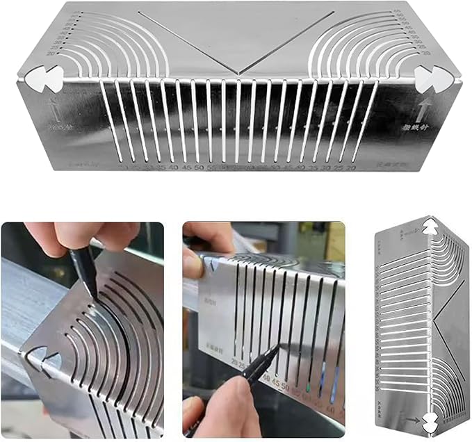 2 Pack Metal Marking Tool, Angle & Arc Marking Tool, Square Steel Pipe Bend Marking Tool, Square Arc Ruler, Architect Ruler Angle Measuring Tool