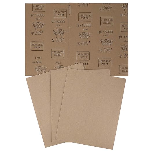 9x11 inch 5 Sheets Sandpaper, Wet or Dry 15000 High Grit Extra Fine Sand Paper, Silicon Carbide Waterproof Abrasive Pads for Automotive Sanding, Wood Turing Finishing, Metal Furniture Polishing