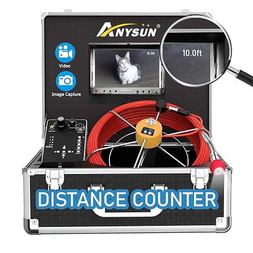 Sewer Camera Pipe Inspection Anysun Waterproof IP68 Plumbing Camera with DVR Recorder (Red-30M)