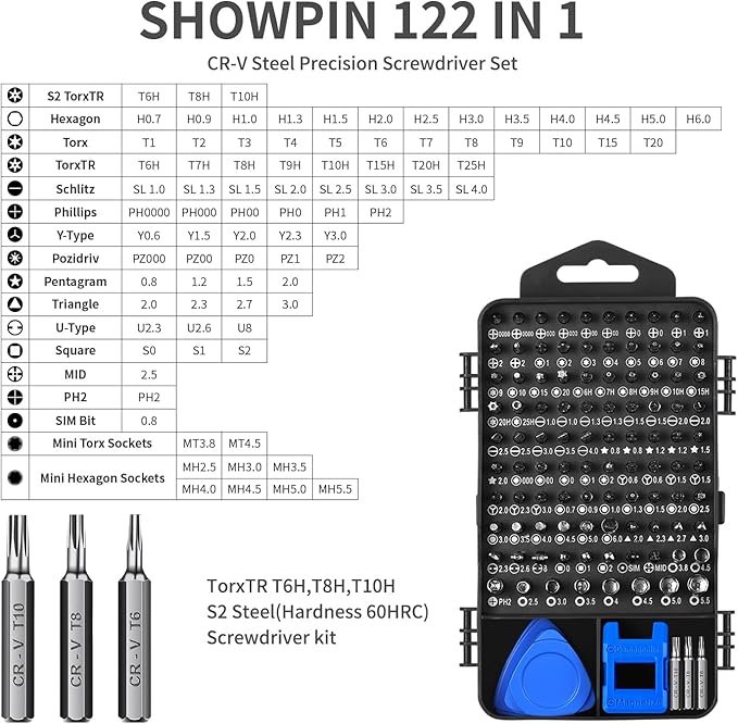 SHOWPIN Electronics Precision Screwdriver Set: Computer Repair Tool Kit with 101 Bits - Laptop Screwdriver Kit for Gifts iPhone MacBook PC Tablet PS4 Xbox Nintendo Game Console…