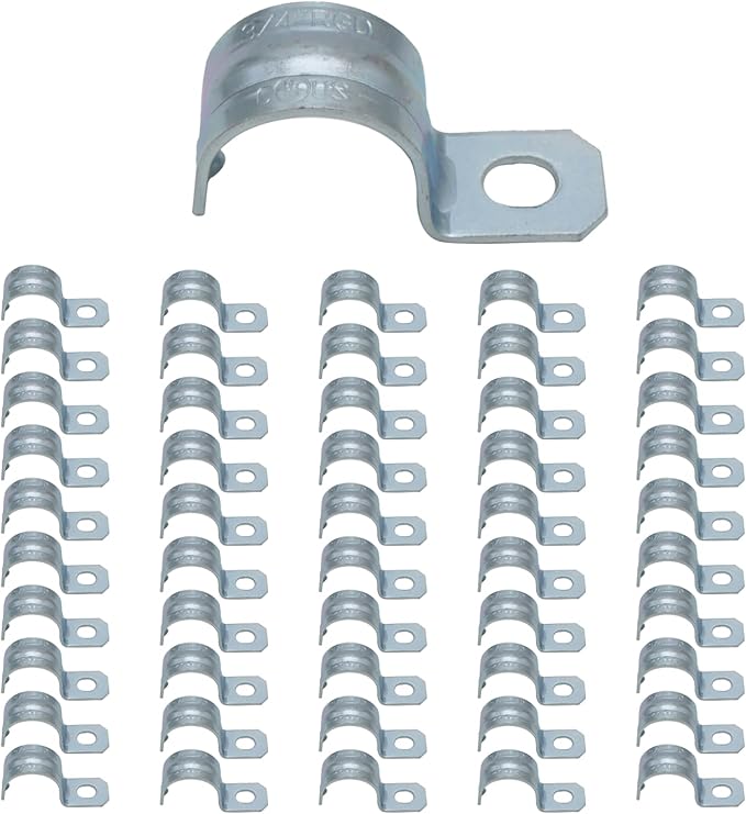 zinc plated steel pipe clamp,Steel Rigid Pipe,Holes Cable U Bracket Pipe Clamp,Electrical Conduit Straps (One Hole, 3/4 inch-50pcs)