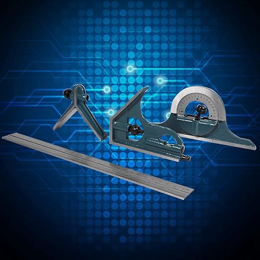 1x Stainless Steel Universal Bevel Set Multi-Functional 180 Degree Angle Combination Square Protractor Ruler Set High Measuring Tool