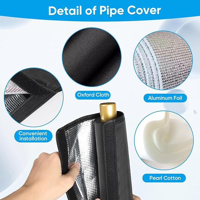 Ac Line Insulation, 78.7x11.8 inch 600D Oxford Air Conditioner Line Insulation, 3 Layer HVAC Copper Pipe Insulation Cover, AC Pipe Insulation Wrap for Outside