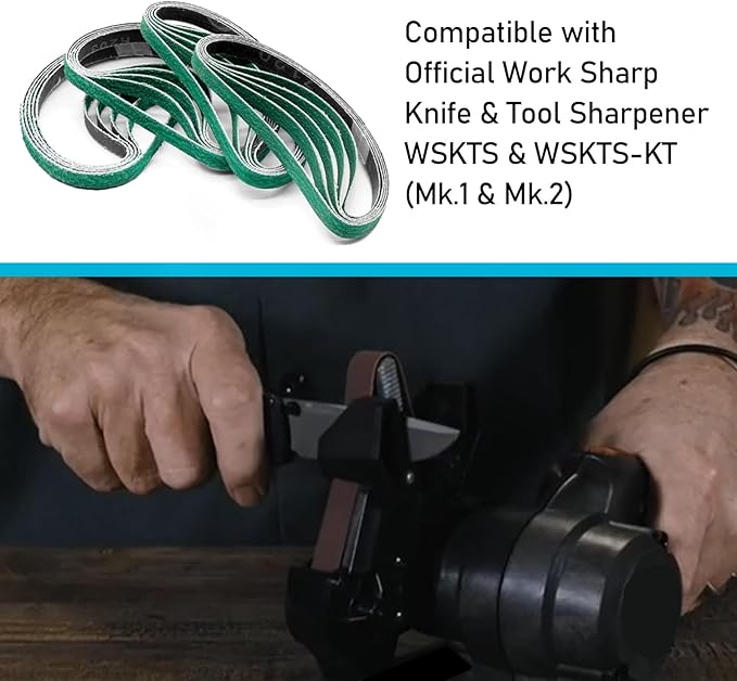 1/2" x 12" Replacement Knife Sharpener Sanding Belts 120 Coarse Grit Sharpening Belt for Official Work Sharp Knife & Tool Sharpener (WSKTS & WSKTS-KT/Mk.1 & Mk.2)