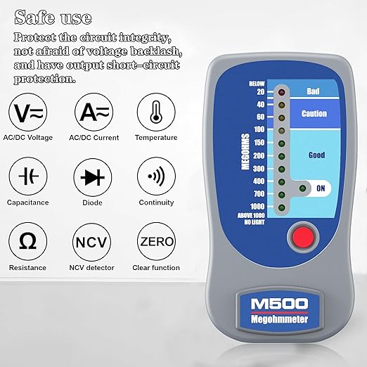 M500 Megohmmeter for Insulation Testing，Compatible with Supco M500 Electronic Megohmmeter,Works for Motors,HVAC Systems Tools, Compressor Tester,1000 Megohms at 500 Volts