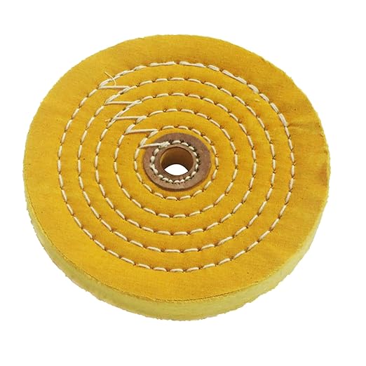 𝐋𝐮𝐨 𝐤𝐞 6'' 55 Ply Cotton Buffing Wheel - 1/2'' Arbor Medium Cloth Abrasive Cotton Buffing Polishing Wheel for Bench Grinder (Yellow)