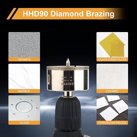 1-15/32inch | 37mm Diamond Hole Saw with Center Drill bit and Diamond-Coated Center Drill bit for Ceramic Glass Marble Fiberglass Granite and Porcelain Tiles by CENYB