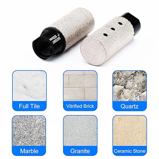 Diamond Coated Finger Bit, 1" Tile Milling Bit to Enlarge Polish Shape Holes on Porcelain Ceramic Marble Granite Tile Countertop, with 5/8-11 Thread to 3/8" Hex Shank Adapter, Diameter 25mm