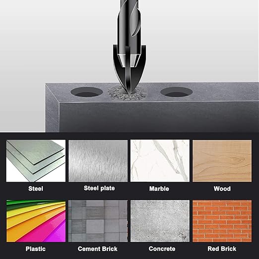 11-pc Carbide Masonry Concrete Drill Bit Set for Stone Tile Brick Ceramic Glass Metal Sheet Plastic Wood, Quick Change 1/4" Hex Shank, Size 3/16" 1/4" 5/16" 3/8" 1/2" with Storage Case