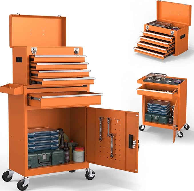 5-Drawer High Capacity Rolling Tool Chest, Removable Toolbox on Wheels Organizers, Lockable Tool Box Tool Storage Cabine with Drawers and Wheels for Workshop and Warehouse