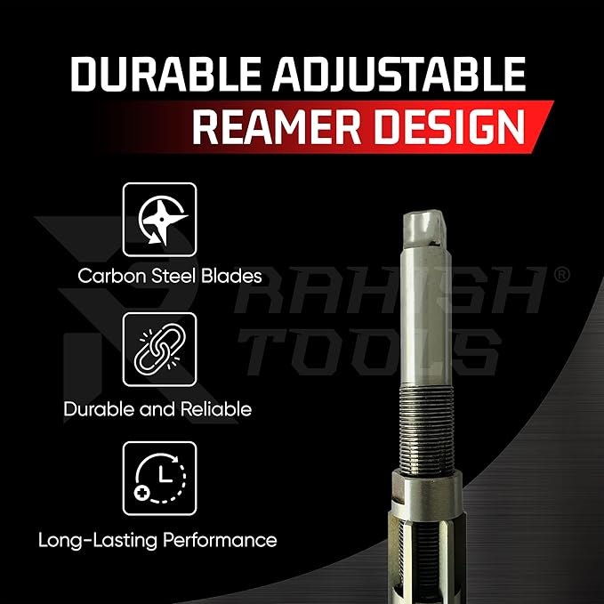Adjustable Hand Reamer Tool HV to H14 Sizes - 1/4" to 1-1/2” Reaming Tool for Precise Hole Finishing with 6 Carbon Steel Blades - Hand Tools Reamers for Metal & Wood - 6.35mm - 38.10mm