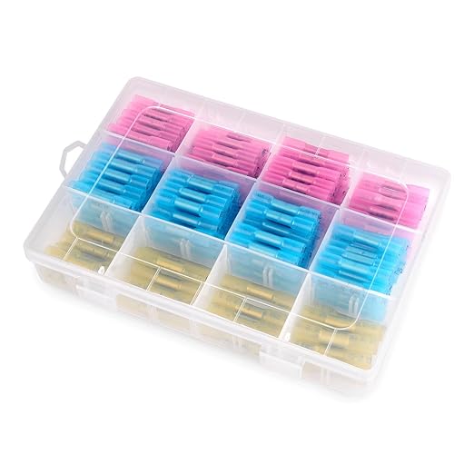 Nilight 200PCS Heat Shrink Butt Connectors – Waterproof Wire Connectors - Automotive Marine Grade Electrical Terminals – Crimp Butt Splice Terminal Kit