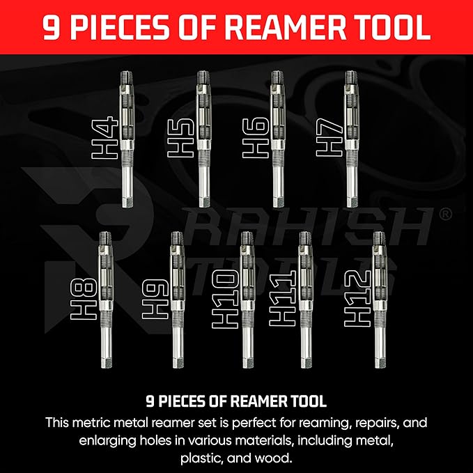 Adjustable Hand Reamer Tool H4 to H12 Sizes - 15/32" to 1-3/16” Reaming Tool for Precise Hole Finishing with Carbon Steel Blades - Hand Tools Reamers for Metal & Wood - 11.90mm - 30.16mm