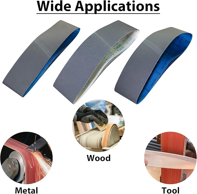 2 x 72 Sanding Belts,2x72 Silicon Carbide Knife Sharpening Sander Belt, 2 Pcs Each of 600, 800, 1000 Grits Grinding Belts for Belt Sander,6 Pack