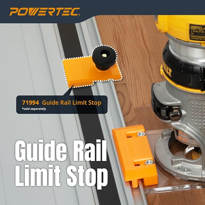 POWERTEC 72019 Router Guide Rail Adapter for DeWalt DWP611 and DCW600B Fixed Base Trim Routers - Compatible with Powertec, Makita, Festool, Milwaukee, Kreg ACS, WEN, Triton, Ridgid Guide Rails