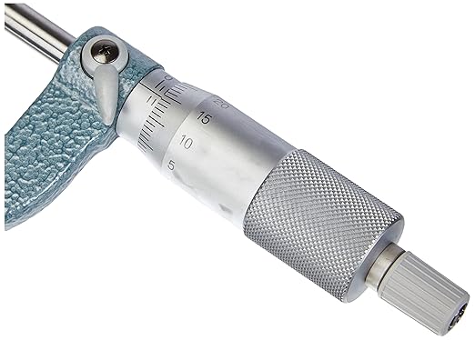 Mitutoyo 115-215 Spherical Face Micrometer, Ratchet Stop, 0-25mm Range, 0.01mm Graduation, +/-0.003mm Accuracy, Spherical Spindle