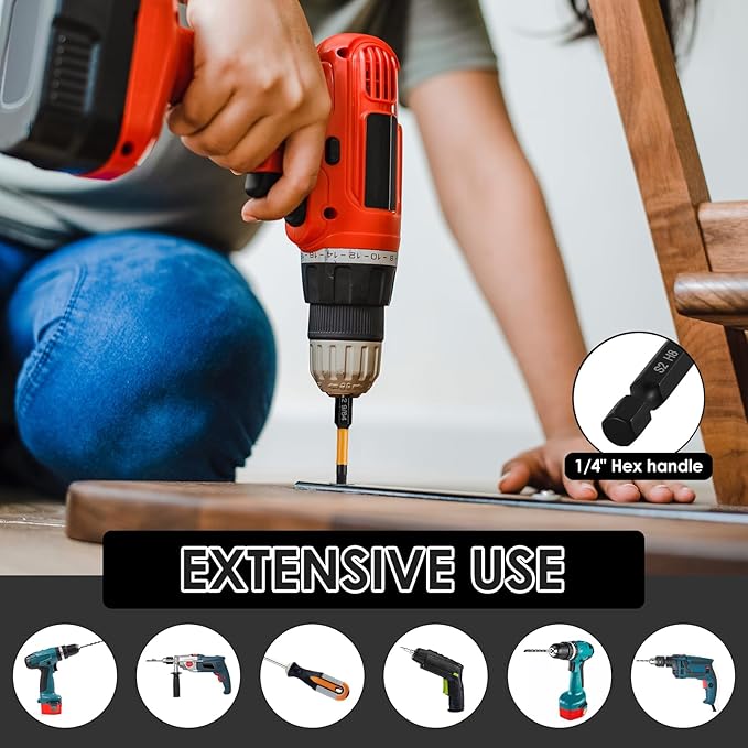 40Pcs Impact Hex Head Allen Wrench Drill Bit Set S2 Alloy Magnetic 1/4inch Quick Release Shank Screw Driver Drill Bit for Home Repair