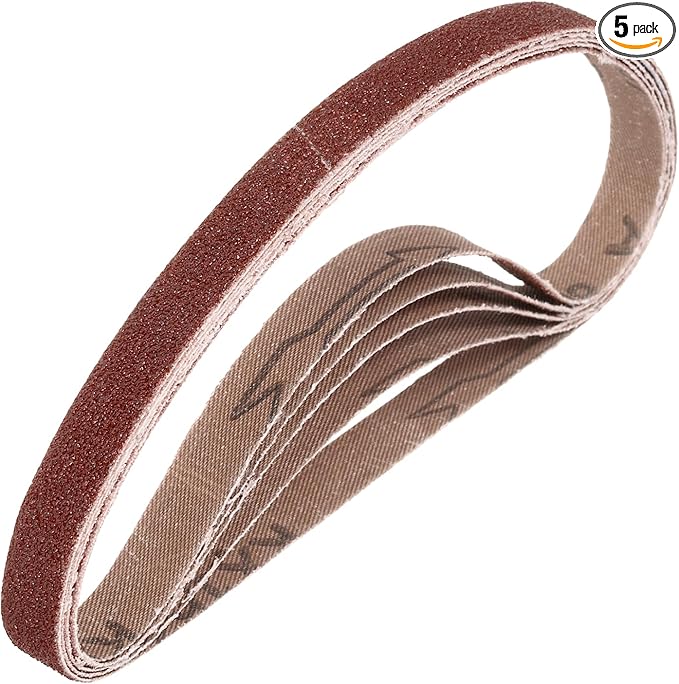 HARFINGTON 3/8 x 13 Inch Sanding Belts, 5 Pcs 80 Grits Aluminum Oxide Abrasive Belt Sander File Belt for Woodworking, Metal Polishing, Knife Sharpener
