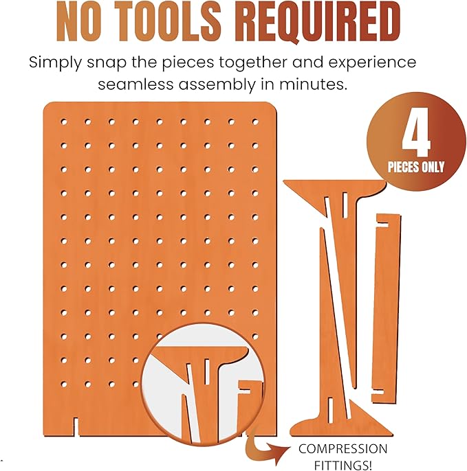 Torched Pegboard Display Stand for Jewelry, Craft Shows, Selling, Vendor Events, Tools, Peg Board Accessories Rack Organizer, Large 9.75" L x 4.3" W x 14" H, Orange