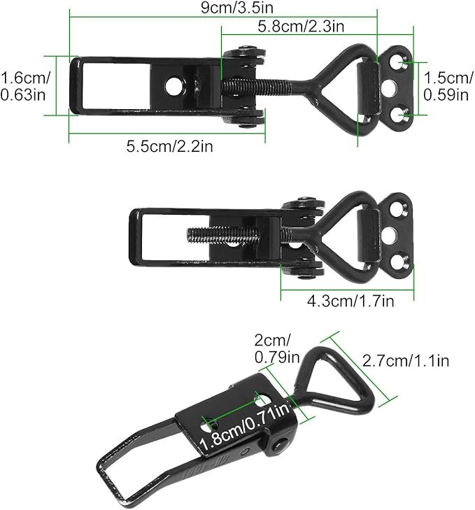 8PCS Adjustable Toggle Clamp 360 lbs Holding Capacity Toggle Latch Hasp Clamp GH-4001 Lockable Quick Release Pull Latch Black Metal Draw Latch for Door, Box Case Trunk, Smoker Door, Jig