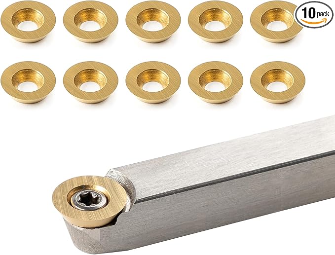 TASP Titanium Coated Carbide Cutter Inserts for Wood Turning Tools,12mm,Pack of 10,Circular