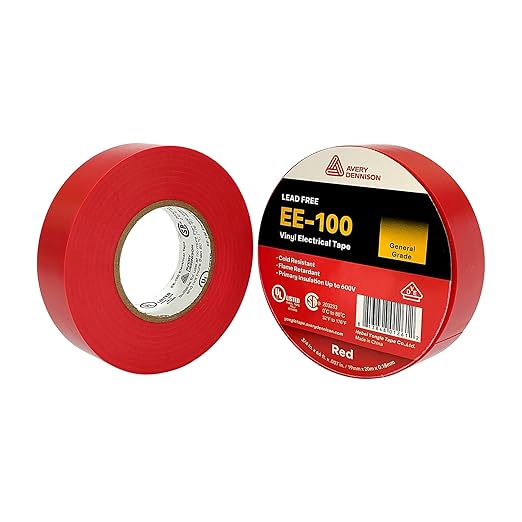 Avery Dennison Electrical Tape, 10 Rolls General Use PVC Electric Tape, UL/CSA Listed ¾ in x 66 ft Insulating Vinyl Tape for Electrical, Repairs, Automotive and Equipment, EE-100, Red