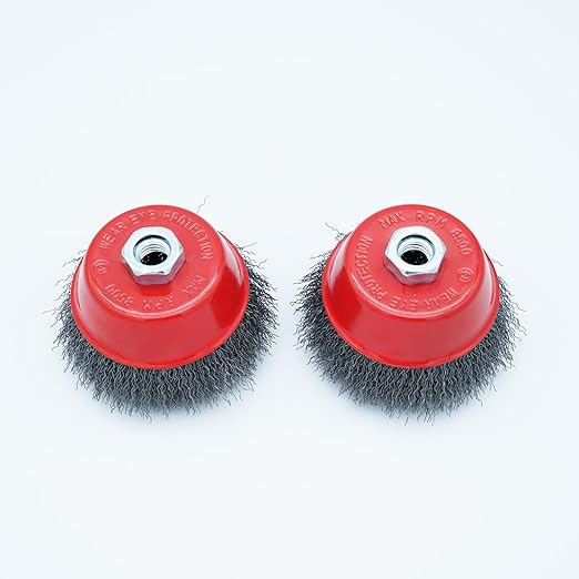 4 Inch Wire Cup Brush Set for Angle Grinder Ideal for Paint Stripping and Heavy Duty Conditioning, 5/8-11 Threaded Arbor (2)
