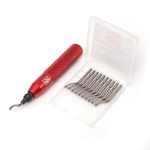 AFA Tooling - Deburring Tool with 11 High Speed Steel Swivel Blades - Works on Metal, Resin, PVC Pipes, Copper, Plastic and 3D Printed Edges - Plumbing & 3D Printing Burr Removal Reamer Tool