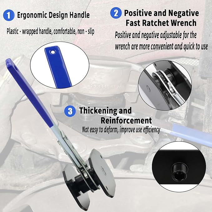 Brake Caliper Compression Tool | w/360 Degrees Ratcheting Handle | Professional Piston Replacement for Single/Twin/Quad Piston Disc Brakes |Blue Cushioned Grip (Black)