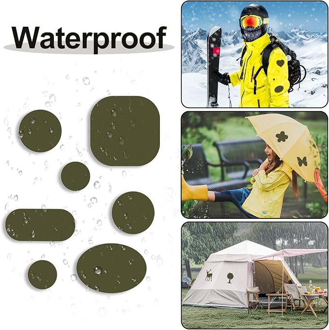 45PCS Nylon Repair Patch Self-Adhesive Pre-Cut Fabric Patch Down Jacket Repair Patches for Puffer Jackets Tenacious Tape Polyester Waterproof Lightweight Tent Repair Patch for Clothes Bag(Army Green)