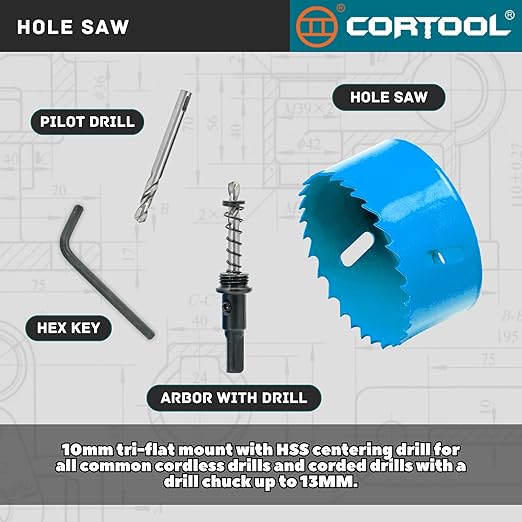 4-1/4 Inch Hole Saw with Arbor for Metal and Wood Cutting, Bi-Metal Hole Cutter, 4-1/4" Hole Saw Kit for Drywall, Wood, PVC Boards, Fiberglass and Vent Pipes