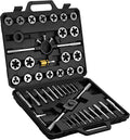 45 pcs Metric Tap and Die Set, Standard Tap Set and Die Tool Set for Threading and Rethreading Internal and External Threads, M6-M25 Thread Repair Kit
