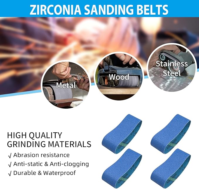 3 x 18 Zirconia Sanding Belts,36 Grit 3x18 Inch Sanding Belt, 3x18 Belt Sander Sanding Belts for Metal Polishing, Woodworking,6 Pack(3x18in,36 Grit)