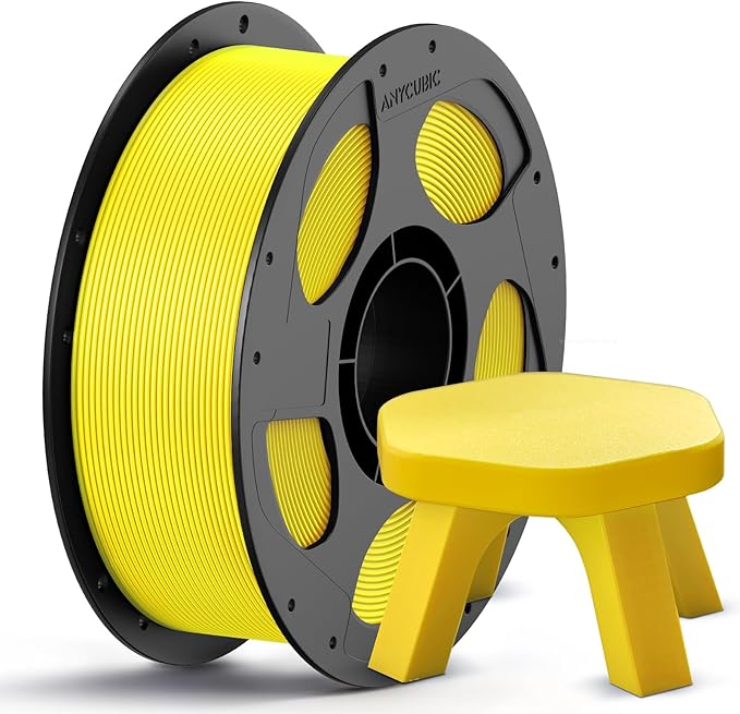ANYCUBIC PETG Filament 1.75mm, 3D Printer Filament, Dimensional Accuracy +/- 0.02mm, Exceptional Toughness, Print with Most FDM 3D Printers, 1KG Reusable Spool, Classic Yellow