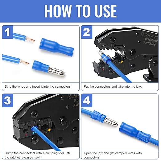Qibaok Bullet Terminals Wire Connectors Female & Male Bullet Butt Insulated Waterproof Electrical Connector Kit 200 PCS