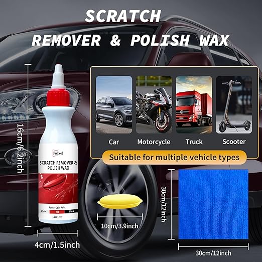 Car Scratch Remover Auto Paint Swirls & Scuff Removal Polishing Compound to Repair Scratches with Pad & Towel Suitable for Vehicles Compatible with All Paint Types - 4.2 oz / 120 ml