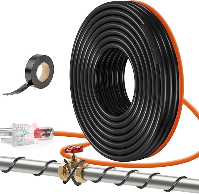 5W/FT 120V Pipe Heat Tape 6FT (3FT-200FT) - Freeze Protection Heating Cable for Metal/Plastic Water Pipes, Maintains Flow at -40°F