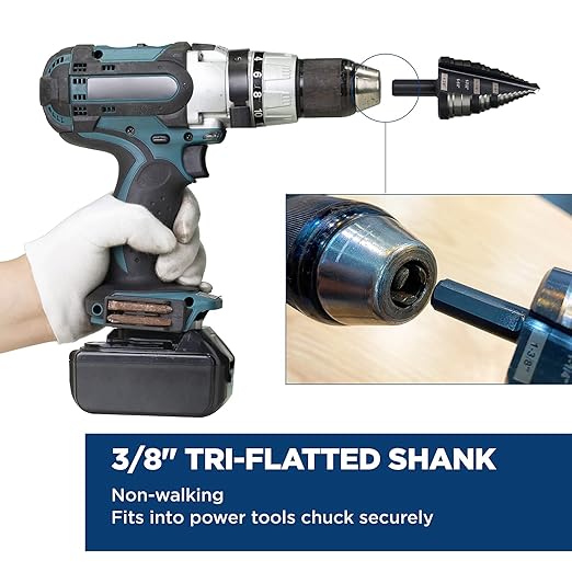 1/4 to 1-3/8 Inches M2 HSS Step Drill Bit for Metal, Plastic, Wood, Aluminum, Heavy Duty Unibit with Multi Hole Sizes