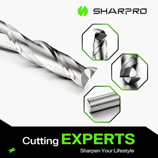 Extra Long Spiral Upcut Router Bit 1/2 Inch Shank 1/2 Inch Cutting Dia. 2'' CL. 4'' OVL. Carbide Upcut CNC Router Bit, Ideal for Wood Engraving and Plunging Applications