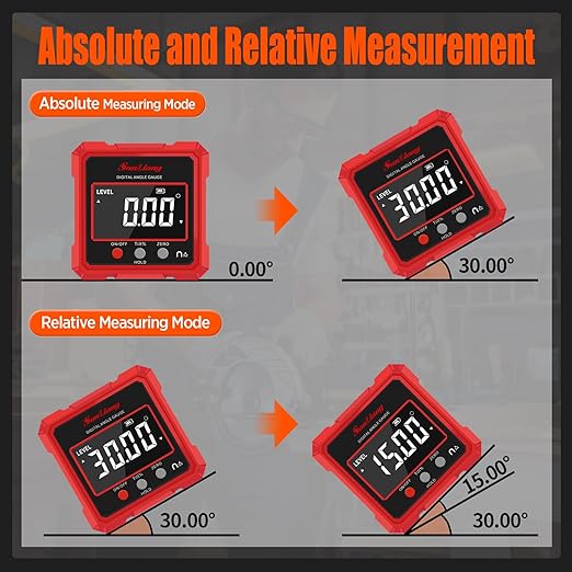 Digital Angle Finder Tool with Electronic Laser，Rechargeable Digital Angle Gauge Digital Level Protractor Inclinometer with 4 Sides Strong Magnetic for Woodworking Tablesaw.