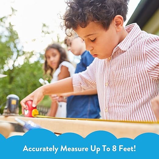 Handy Famm 8Ft Animal Shaped Kids Tape Measurer, Fun Level and Protractor Angle Finder, Educational Children's Tools, Small Measuring Tapes for Learning Early Math Skills, Ages 3 and up, Red Bird
