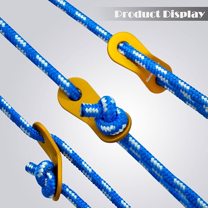 GEERTOP 6 Pack 5 mm Guy Lines Ultralight Tent Cords with Aluminum Adjuster Tensioner Outdoor Camping Guylines Ropes for Tent Tarp, Canopy Shelter, Climbing, Hiking Backpacking Survival Gear
