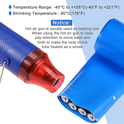 MECCANIXITY Battery Wrap PVC Heat Shrink Tubing 50mm Dia 80mm Flat 33 Feet(10meters) Blue Good Insulation for Battery Pack