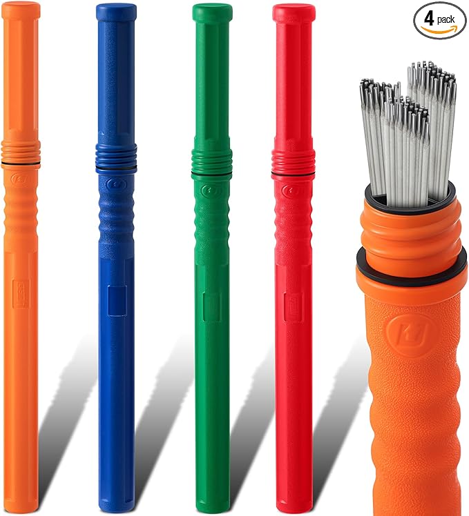 Tandefio 4 Pcs Welding Rod Storage Tube 40 Inch Tig Rod Storage Canisters Welding Electrode Holder Airproof Waterproof Container(Red, Blue, Green, Orange)