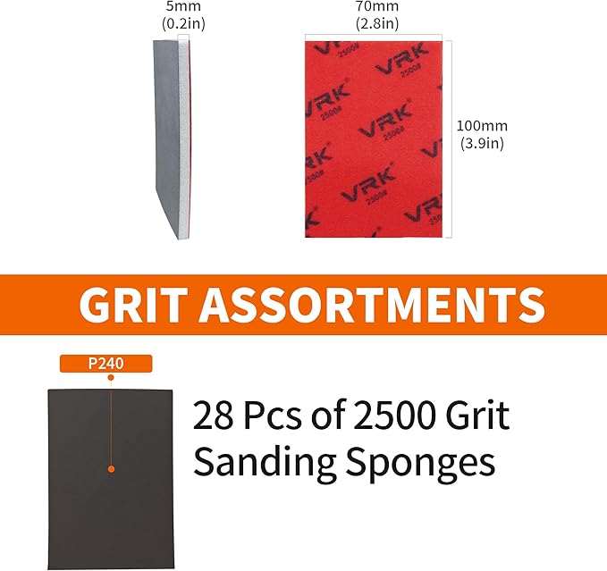 28 Pcs 2500 Grit Sanding Sponge,Ultra Fine Sandpaper,Soft Foam Hand Sander Block Wet Dry Sanding Pads for Automobile Wood Furniture Metal Drywall Polishing