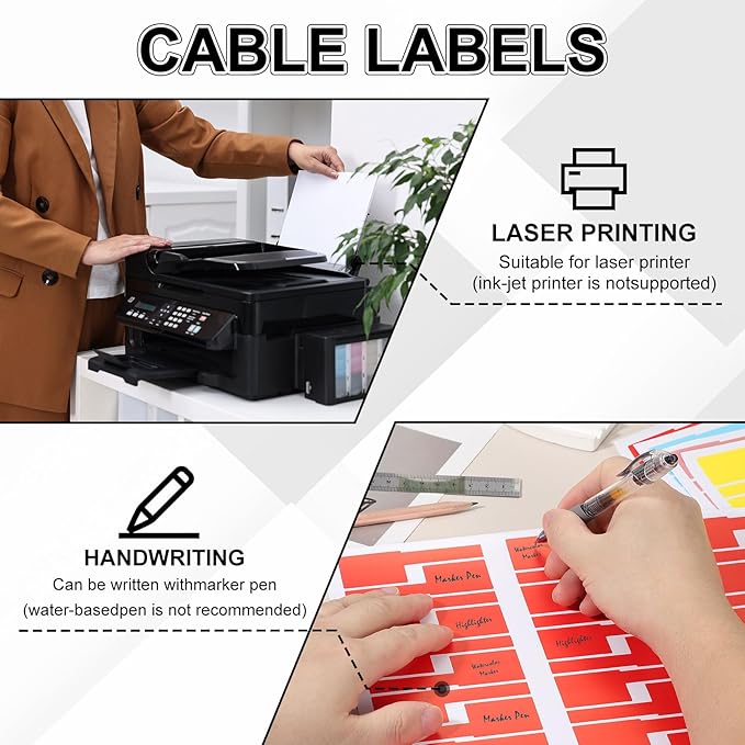 uxcell 300 Pcs Cable Labels, Waterproof Wire Cord Labels Tags, Cord Organizer Management Tags for Charger Cable Organizer Wire Markers Printer, Yellow