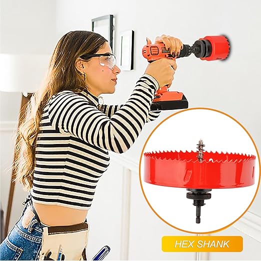 Hole Saw Heavy Duty bit Hex Shank,Hole Saw HSS with Arbor Bi-Metal & Heavy Duty Hole Saw Cutter for Wood Corn Hole Boards Plastic Drywall (φ127)