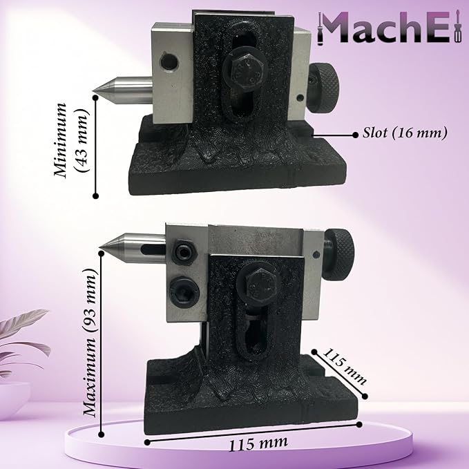 MachEl 3" Tilting Rotary Table with 65mm Self-Centering 3-Jaw Chuck, Back Plate, T-Nuts, Bolts & Tailstock - Precision Milling & Engineering Tool